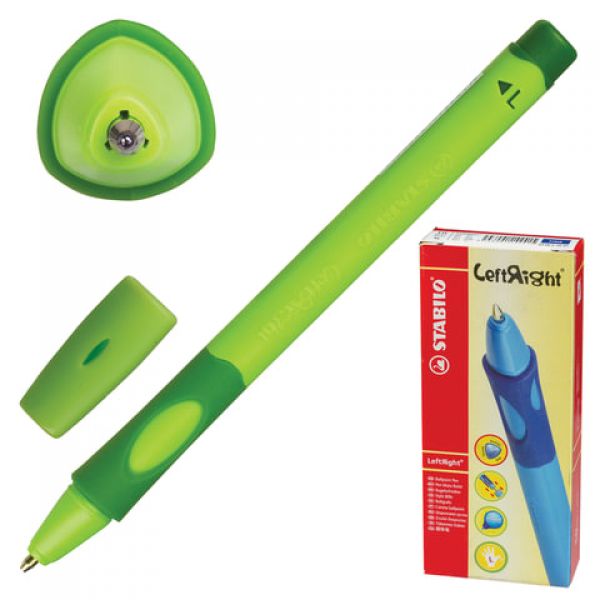 Ручка шарик "STABILO" корп.зелен, 0,4мм 6318/2-10-41 для левшей синяя