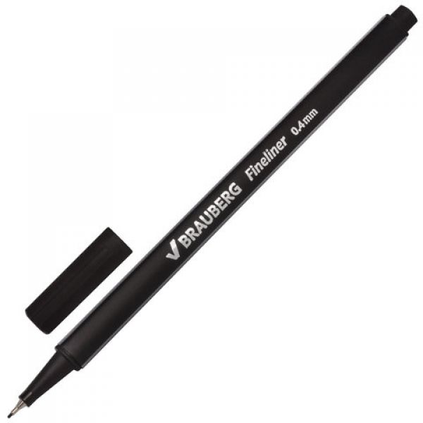 Ручка капиллярная "BRAUBERG" Aero черная 142252 (12)
