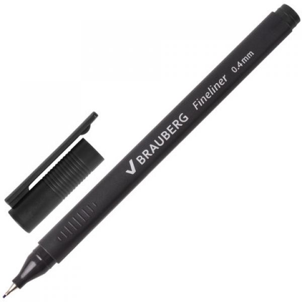 Ручка капиллярная "BRAUBERG" Carbon черная 141523 (12)