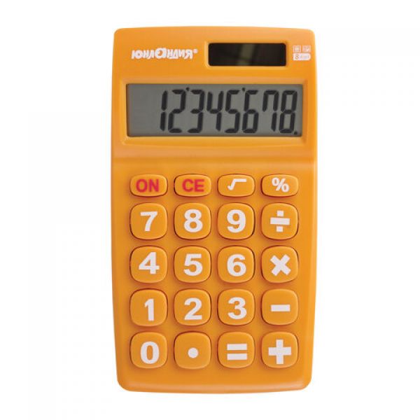 Калькулятор карманный 8-р "ЮНЛАНДИЯ" (135*77мм) оранжевый 250457