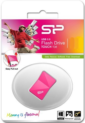 Память Silikon Power 16Gb Touch T08 USB2.0 розовый