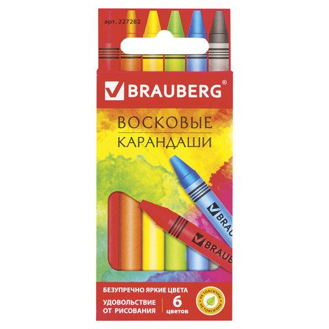 Карандаши восковые 6цв. "BRAUBERG" "Академия" 227282 (48)