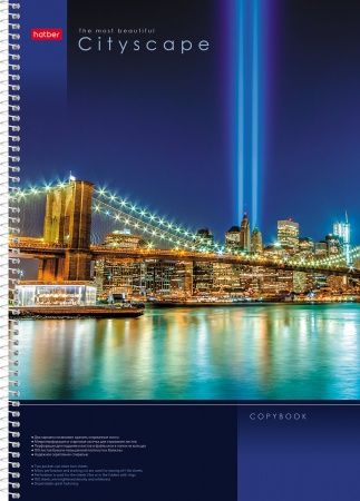 Тетрадь 100л А4 спираль "HATBER" CITYSCAPE(Город) 100Ткм4В1сп_12523