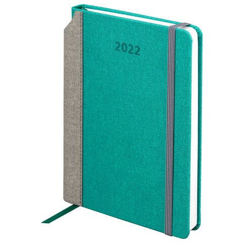 Ежедневник 2026г. А5 "BRAUBERG" "Mosaic", под кожу, карман д/ручки, бирюза, 117110