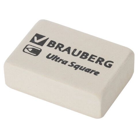 Ластик BRAUBERG "Ultra Square", 26х18х8 мм, белый, натуральный каучук, 228707 (80)