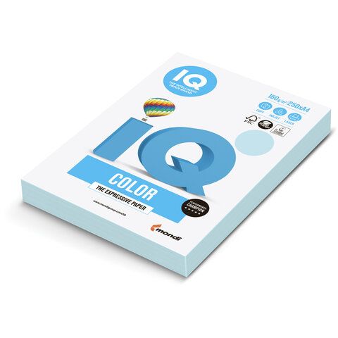 Бумага 250л А4  IQ COLOR голубой лед 160г/м OBL70 (5)