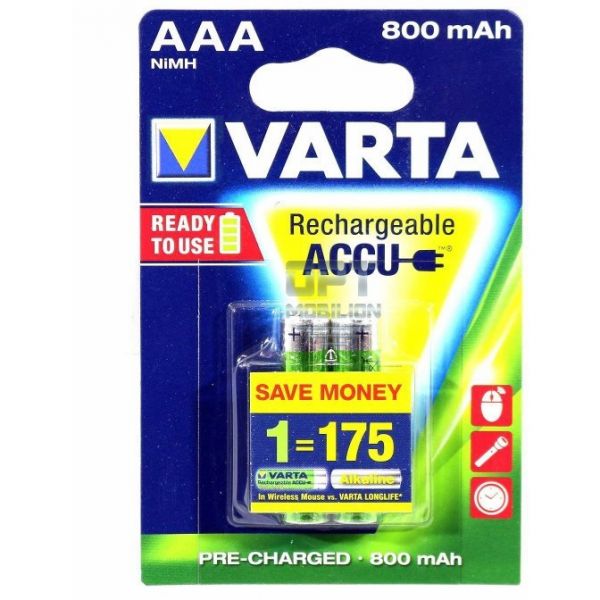 Батарейки R03 Varta 800mAh 2шт.(аккумулят.)