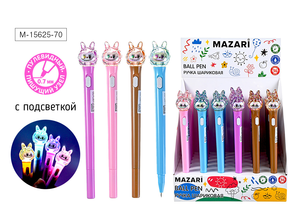 Ручка шариковая MAZARI "ЗУБАСТИК" с подсветкой, М-15625-70