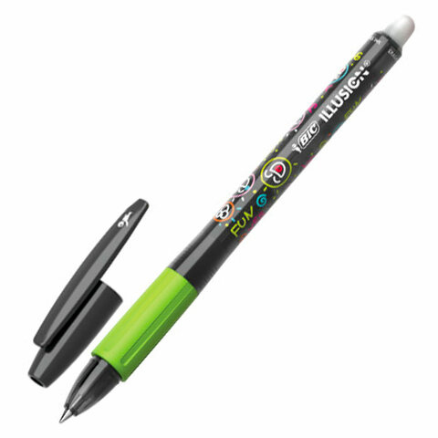 Ручка стираемая гелевая BIC "Gelocity Illusion", ЧЕРНАЯ, 0,7мм., 516523 (12)