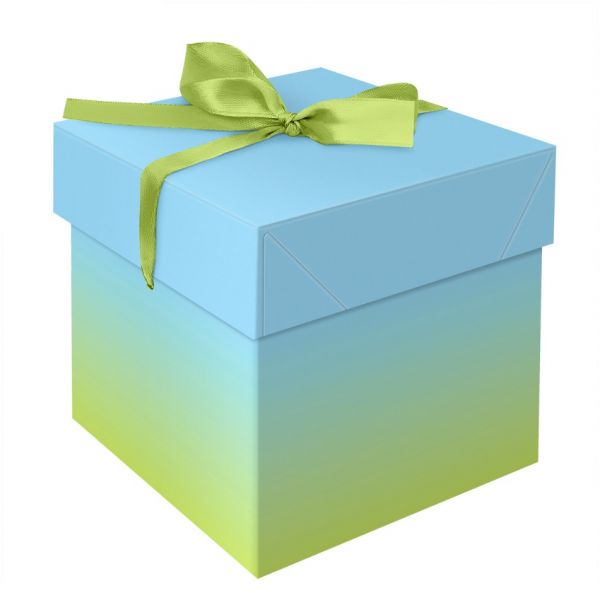 Коробка складная подарочная MESHU "Duotone. Blue-Green gradient", (15*15*15см), с лентой MS_54172
