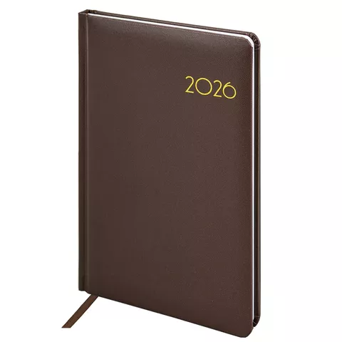 Еженедельник 2026г. А5 BRAUBERG Select, балакрон, коричневый, 117183