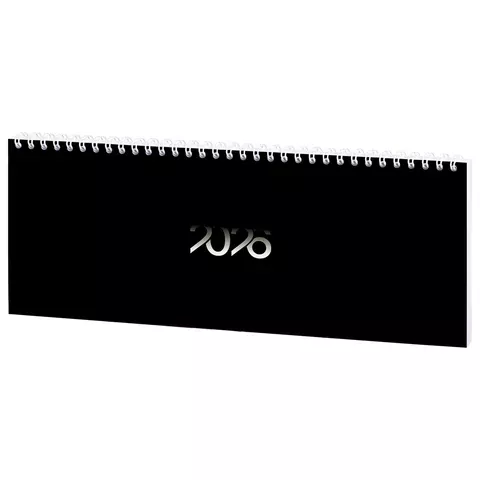 Планинг датированный 2026 285х112 мм, STAFF, гребень, карт., обложка, 64 л., "Black style", 117363