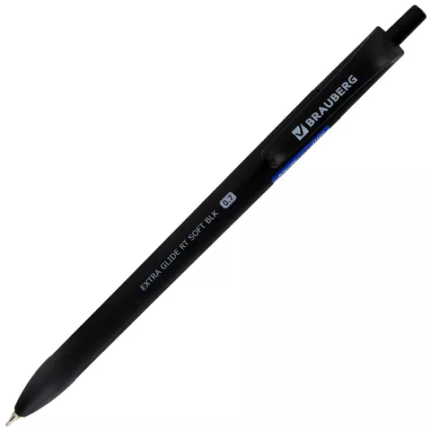 Ручка шариковая автоматическая BRAUERG "Extra Glide RT SOFT BLK" масляная, 0,7мм, синяя 144261 (12)
