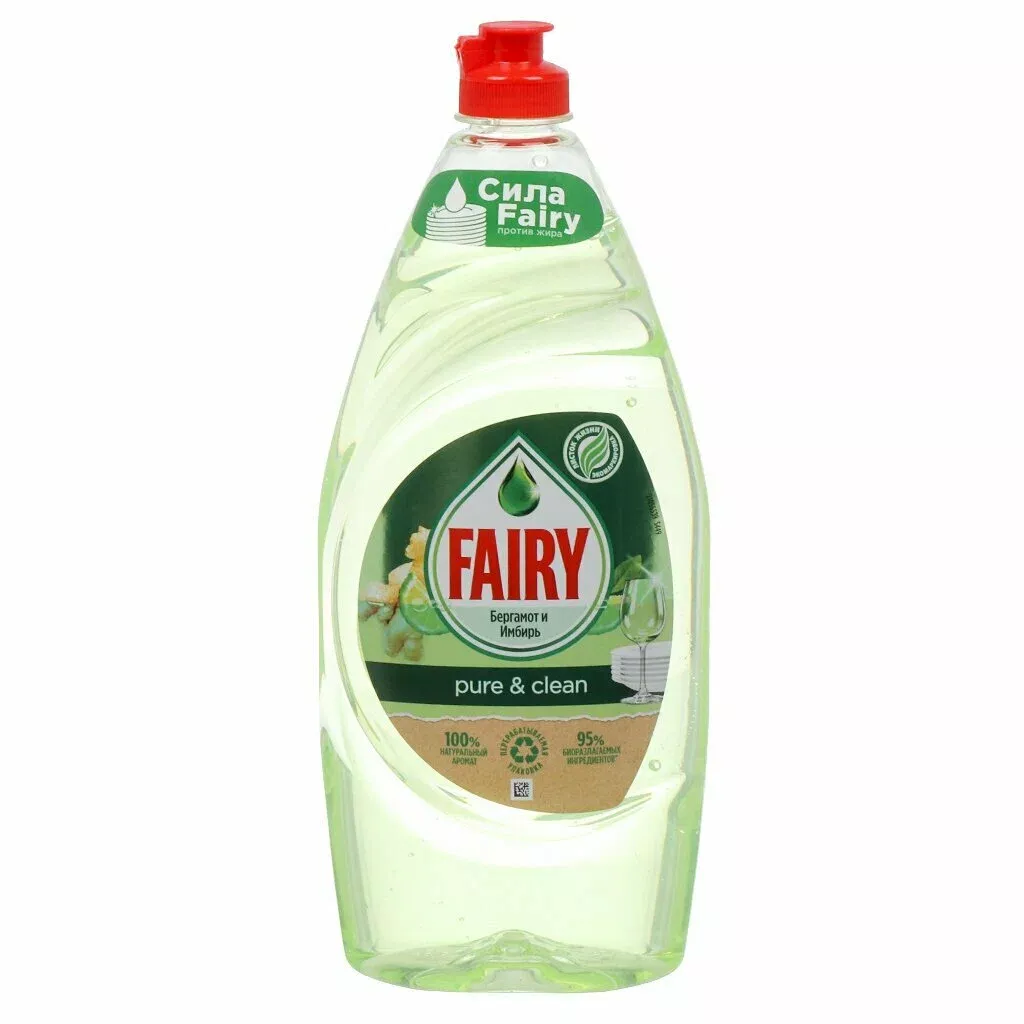 Средство для мытья посуды 900мл FAIRY (Фейри) "Pure & Clean Бергамот и Имбирь"