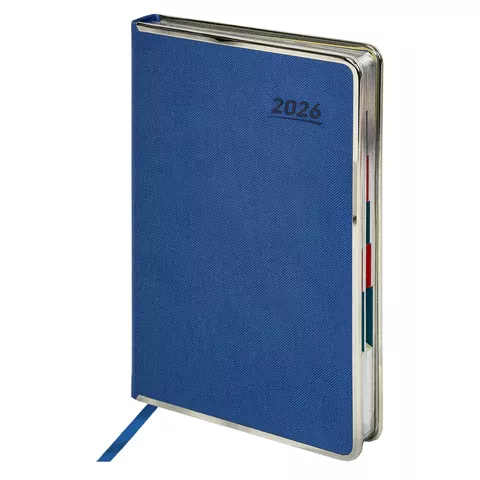 Ежедневник 2026г. А5 GALANT "Infinity Silver", под кожу, синий, 117496