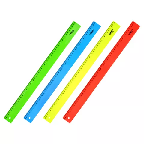 Линейка 50см ПИФАГОР, пластиковая, неон, ассорти 210845 (25)