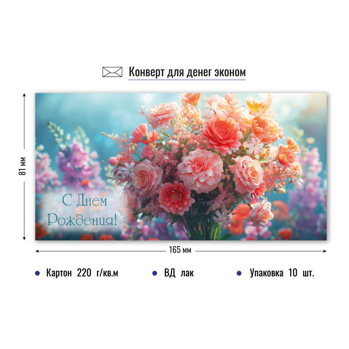 Конверт для денег "С Днем Рождения" арт.9207