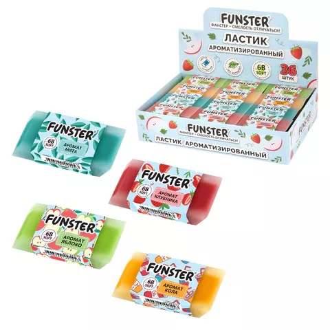 Ластик ароматизированный FUNSTER "SWEET", 54х23х10 мм, скошенный, 272727 (36)