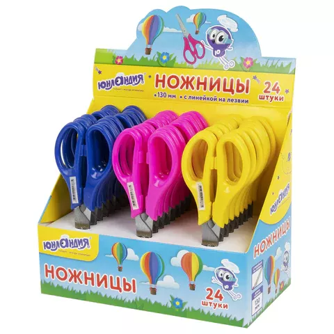 Ножницы 13 см "ЮНЛАНДИЯ" ассорти, 238342 (24)