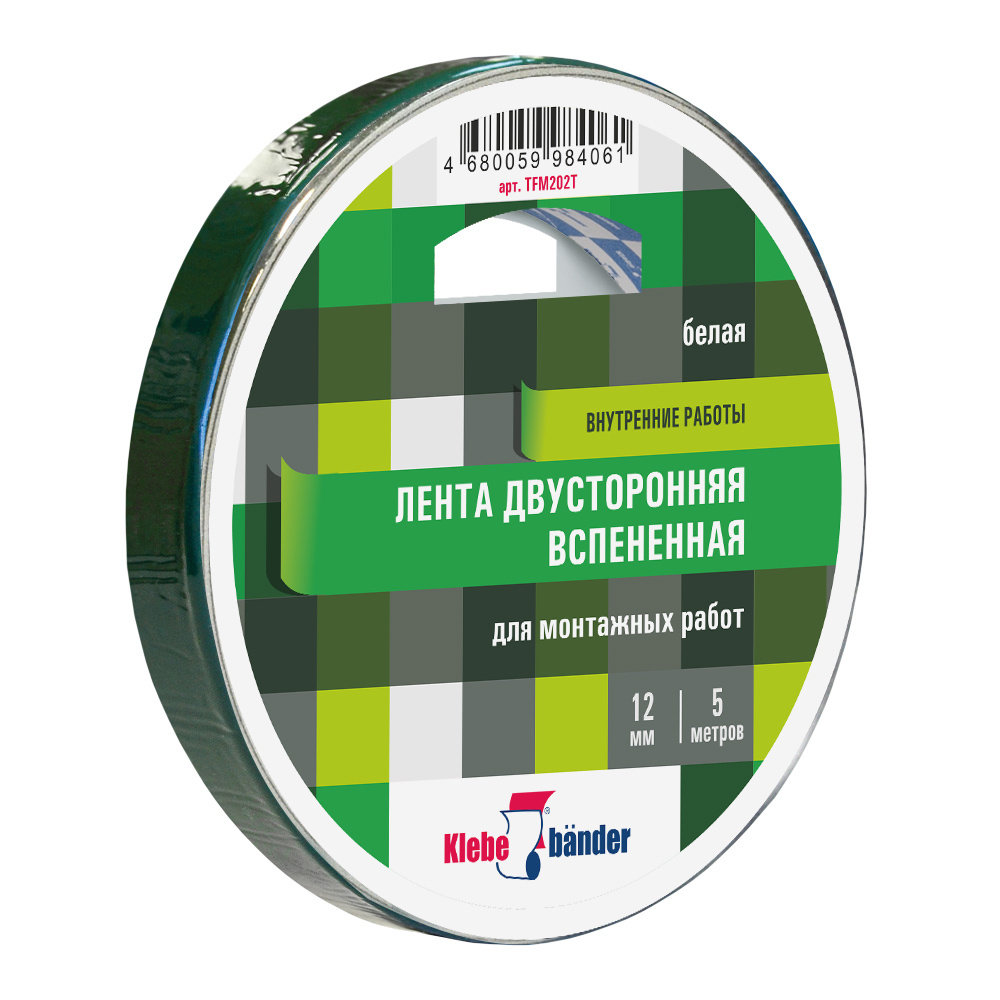 Скотч двухстор. 12мм*5м на вспенен.осн. Klebebander TFM202T (12)