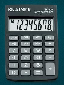 Калькулятор карманный SKAINER SK-108NYL (58x88x10мм), 8 разрядов