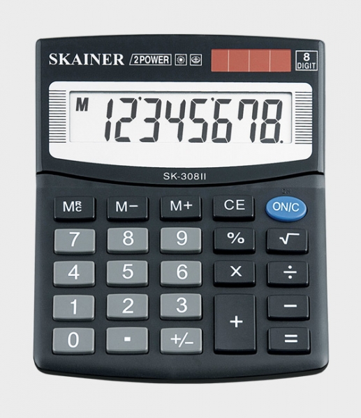 Калькулятор настольный SKAINER SK-308II, (100x124мм), 8 разрядов
