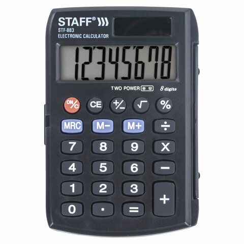 Калькулятор карманный STAFF STF-883 (95x62мм), 8 разрядов, двойное питание, 250196