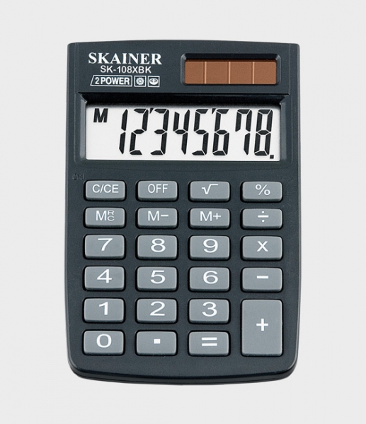 Калькулятор карманный SKAINER SK-108XBK (58x88x10мм), 8 разрядов