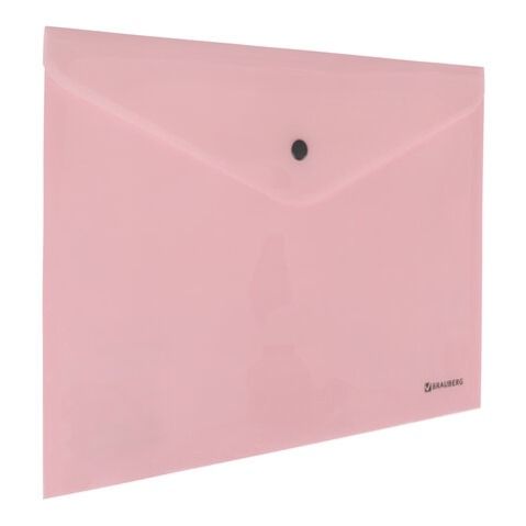 Папка-конверт с кнопкой BRAUBERG "Pastel", А4, персик 270476 (10/160)