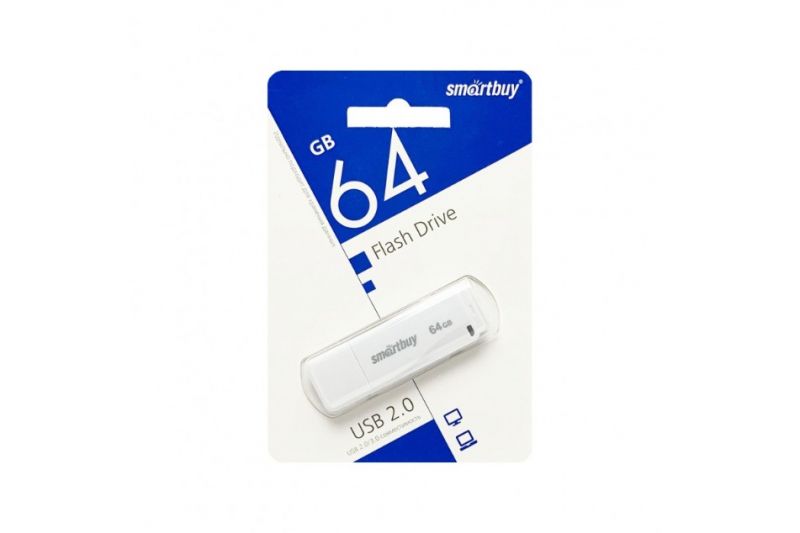 Флэш-диск SmartBuy 64Gb Clue белый USB 2.0