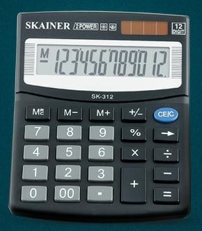 Калькулятор настольный SKAINER SK-312II, (100x124мм), 12 разрядов