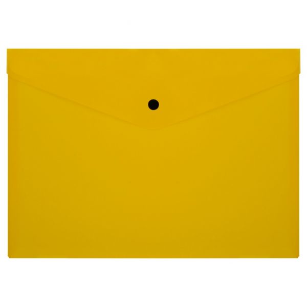 Папка - конверт на кноп. А4 "СТАММ" 150мкм прозрачная желтая ММ-30682 (100)