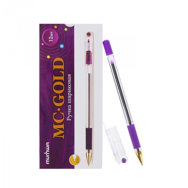 Ручка шарик масл осн "MC-GOLD" фиолет. BMC-09 (12)