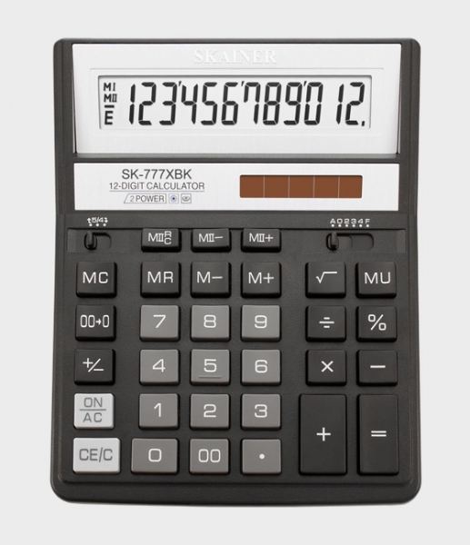 Калькулятор настольный SKAINER SK-777XBК, (155x204мм) 12 разрядов, черный